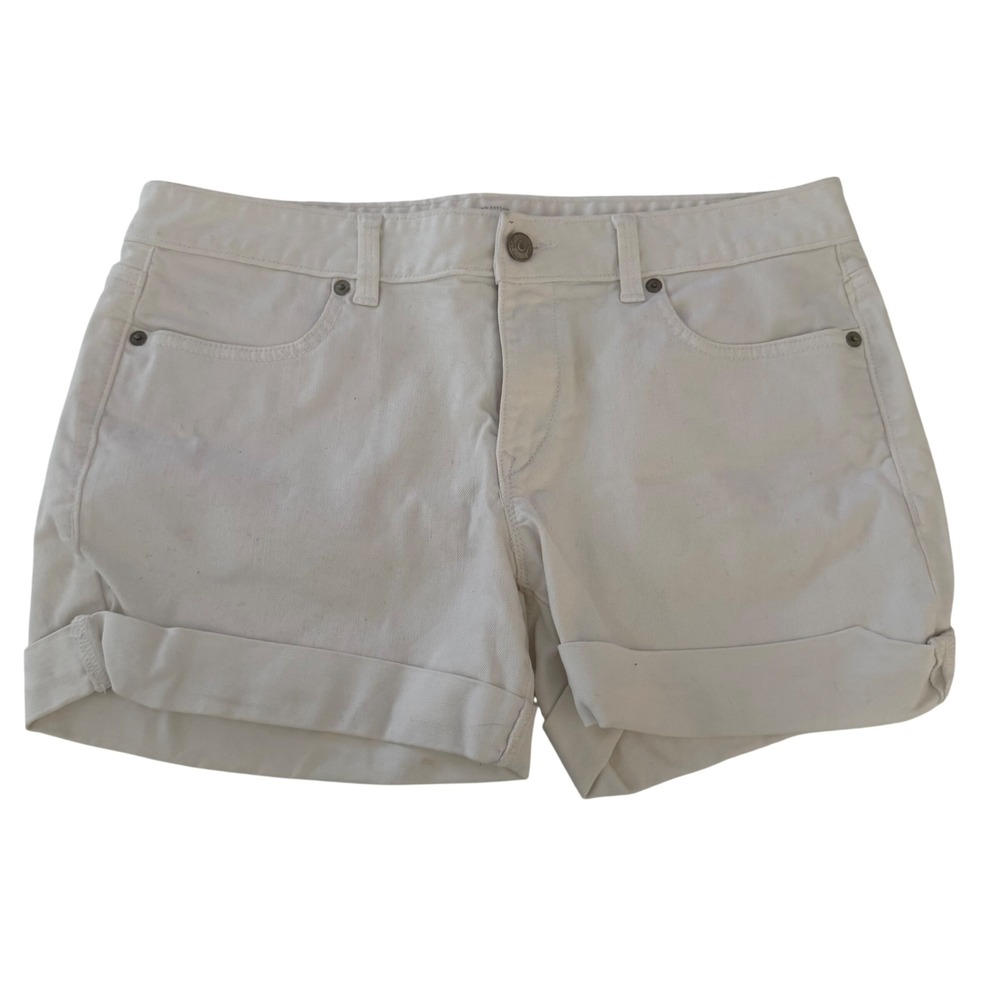Ann Taylor LOFT Modern White Denim Cuffed Shorts Womens 6 Summer Casual